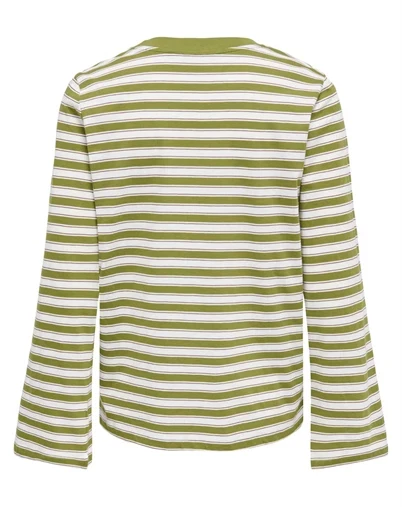 Only - ONLLuna Happy Stripe Langærmet Trøje - Avocado